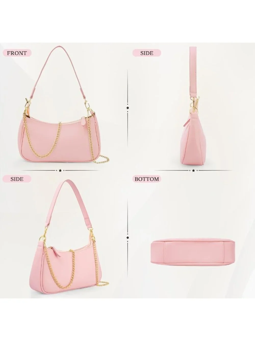 Small Leather Hobo Purse for Women | Cute Shoulder Bag with Removable Straps